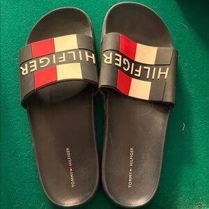 Tommy Hilfiger Red and Black Logo Slides